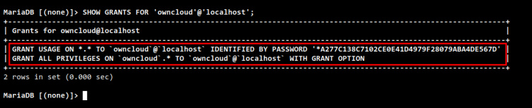 comprobar los privilegios de los usuarios de owncloud