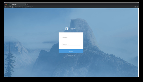 Accede al área de administración de pagekit