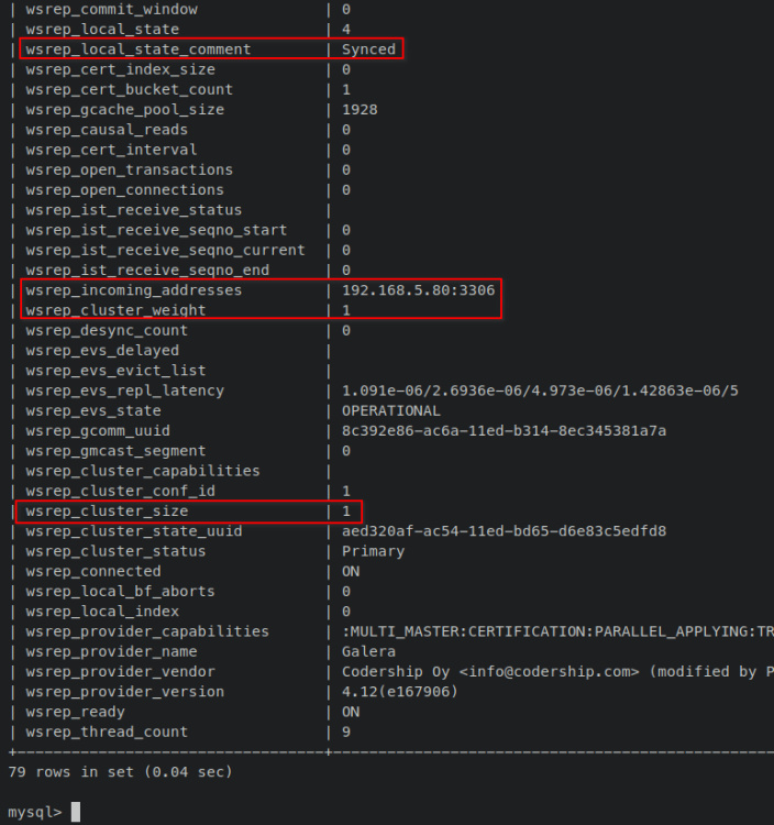 verificar cluster percona xtradb