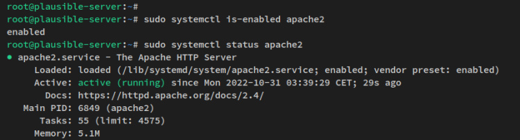 verificar los servicios de apache2
