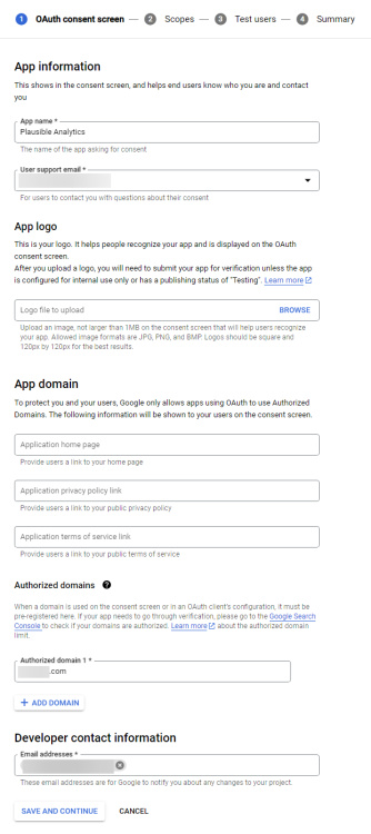 Pantalla de consentimiento OAuth