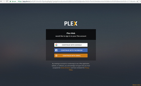 Registro de la cuenta de Plex