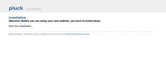 Instalador web de Pluck CMS