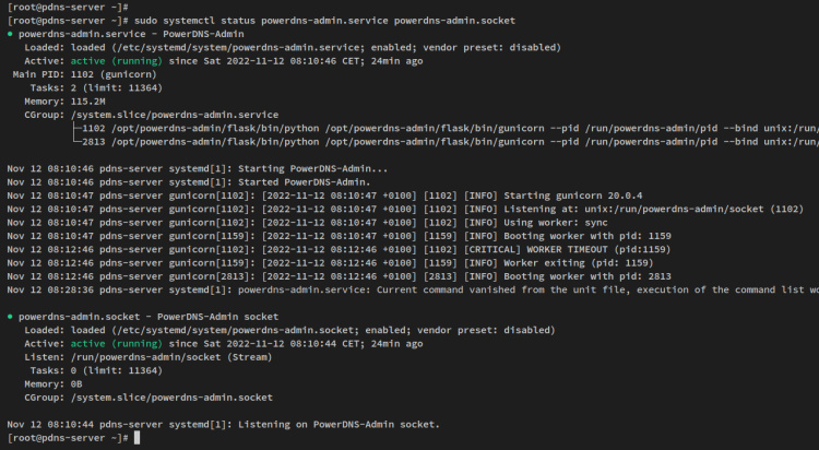 verificar servicios pdns