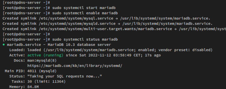 start enable verificar mariadb