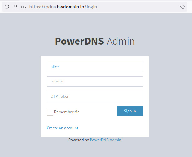 pdns admin login