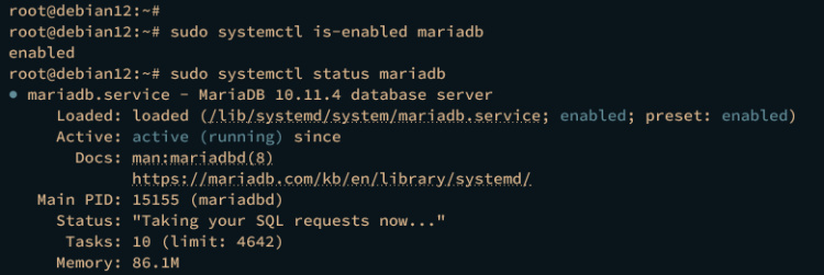 comprobar mariadb