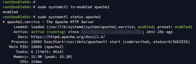 comprobar apache2