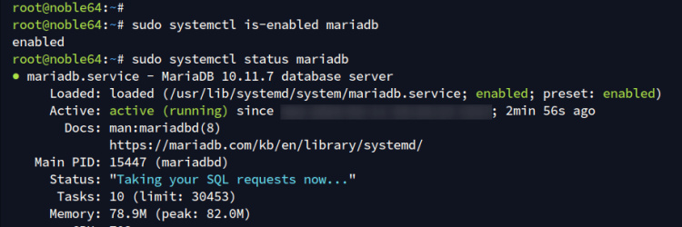 comprobar mariadb