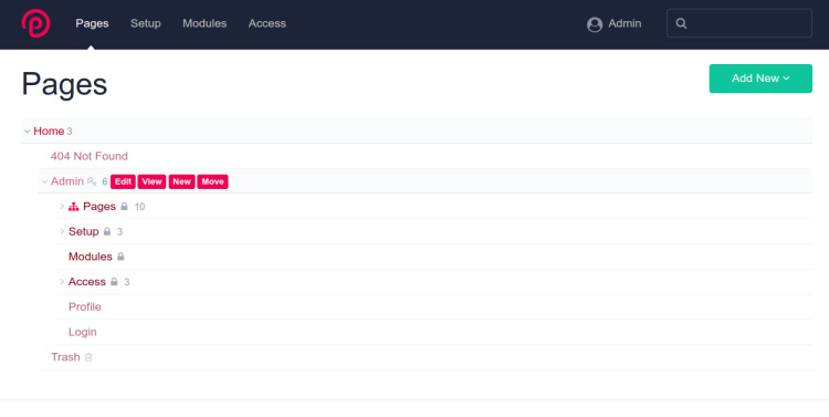 Panel de control ProcessWire