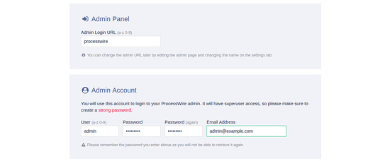 Configuración de la cuenta de administrador