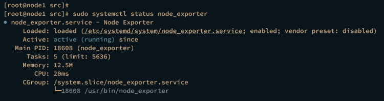 comprobación del servicio exportador de nodos