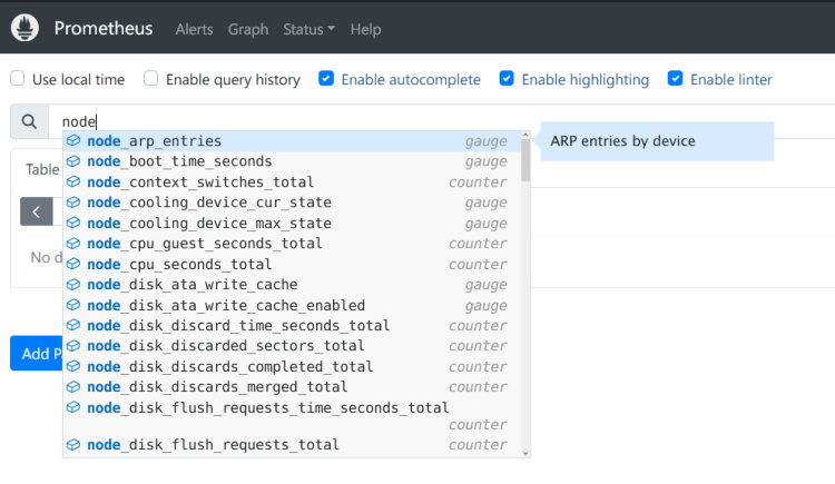 consultas del exportador de nodos
