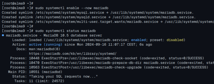 comprobar mariadb