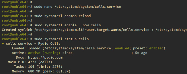 celdas como servicio systemd