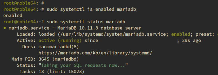 comprobar mariadb