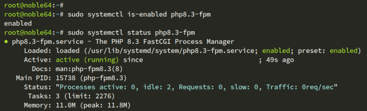 comprobar php-fpm