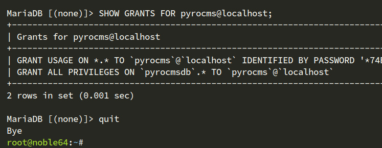 mostrar privilegios db