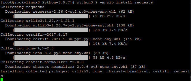 solicitudes de instalación de python3.9