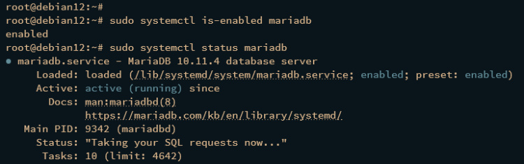 comprobar mariadb