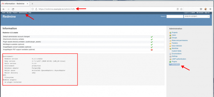 Detalles de Redmine Instalación