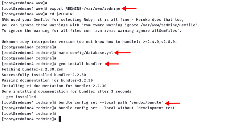 Configurar la instalación de Redmine