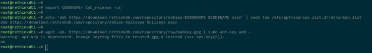 añadir repositorio rethinkdb