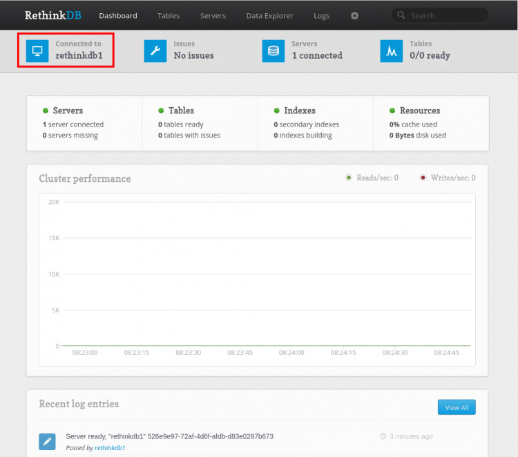 consola web rethinkdb