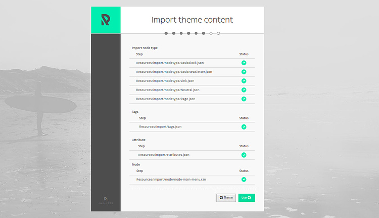 Importar contenido del Tema