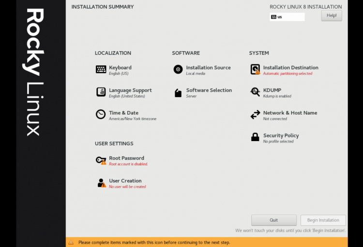 Resumen de la instalación