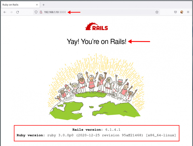 Página de inicio de Rails