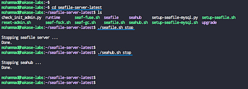 Detener a seafile y seahub