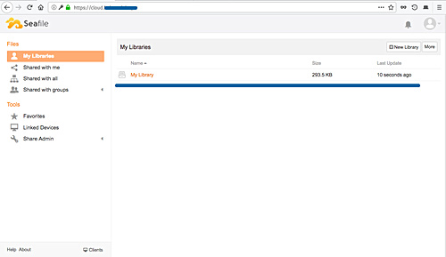 Panel de control de Seafile