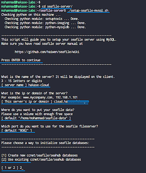 Instalar el servidor seafile