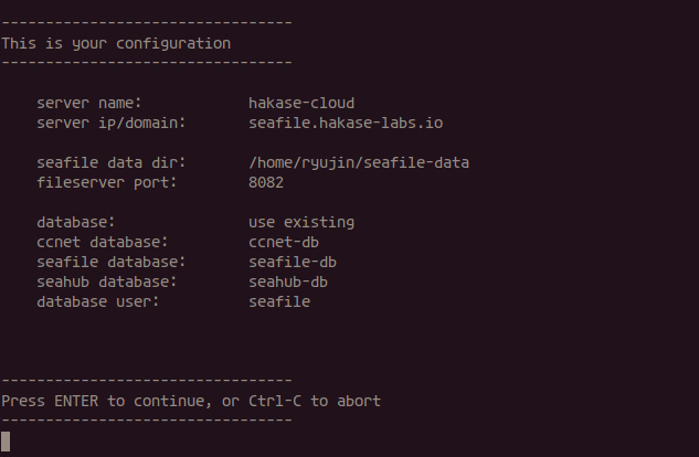 Resumen de la configuración de Seafile