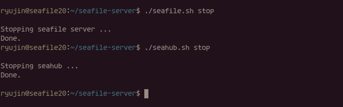 Detener el servicio de Seafile y Seahub