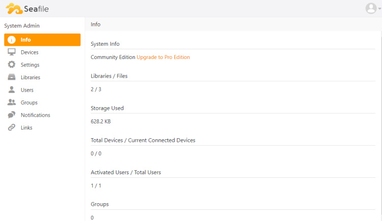 Panel de Administración de Seafile