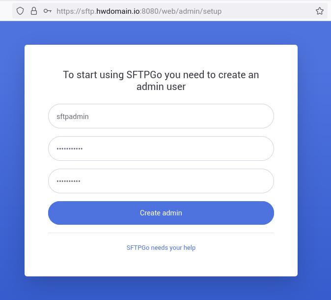 crear usuario administrador sftpgo