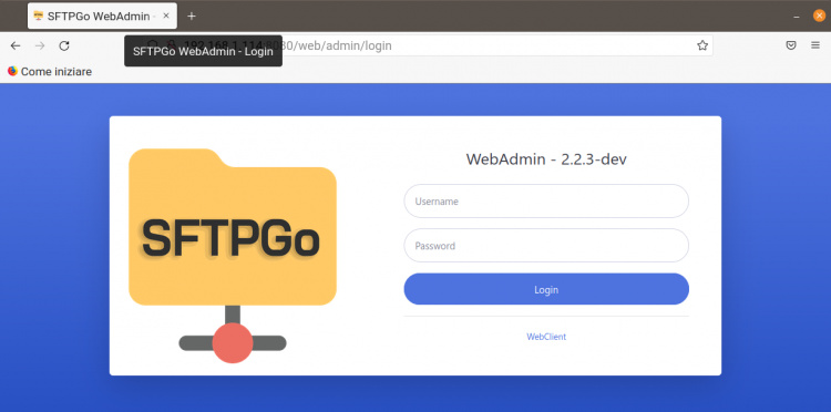 Inicio de sesión de WebAdmin