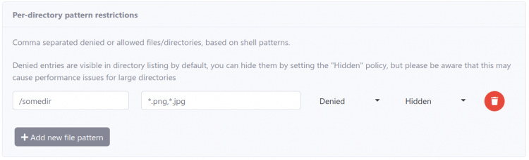 Política oculta de restricciones de patrones