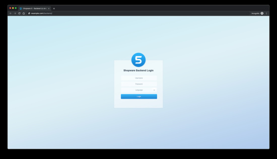 Inicio de sesión en el backend de Shopware