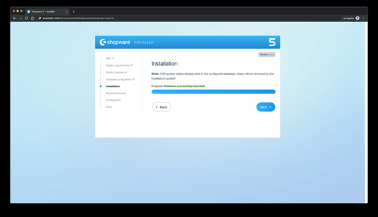 Inicialización de la base de datos con éxito