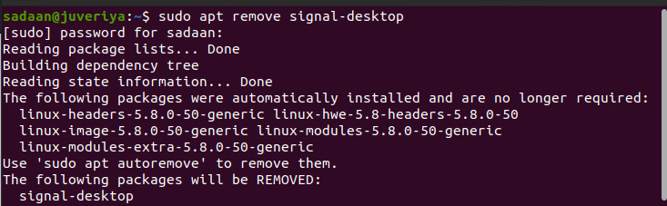 Desinstalación de Apt instalado en el escritorio de Signal