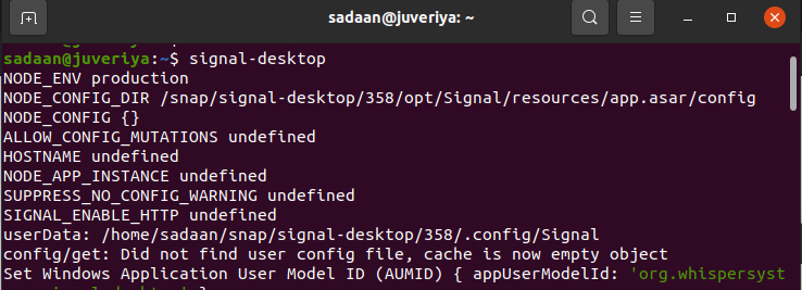 Lanzamiento de Signal a través de la línea de comandos