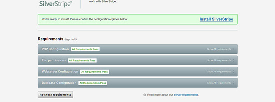 Requisitos de SilverStripe