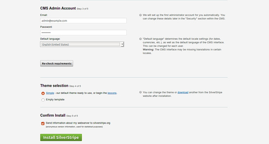 Cuenta de administrador del CMS