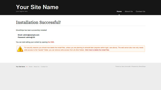 Instalación de SilverStripe con éxito