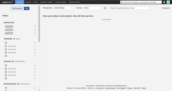 Panel de control de SonarCube