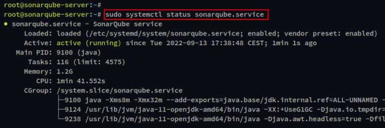 comprobar servicio sonarqube