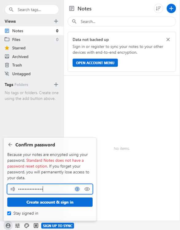 Aplicación Web de Notas Estándar Confirmar Contraseña
